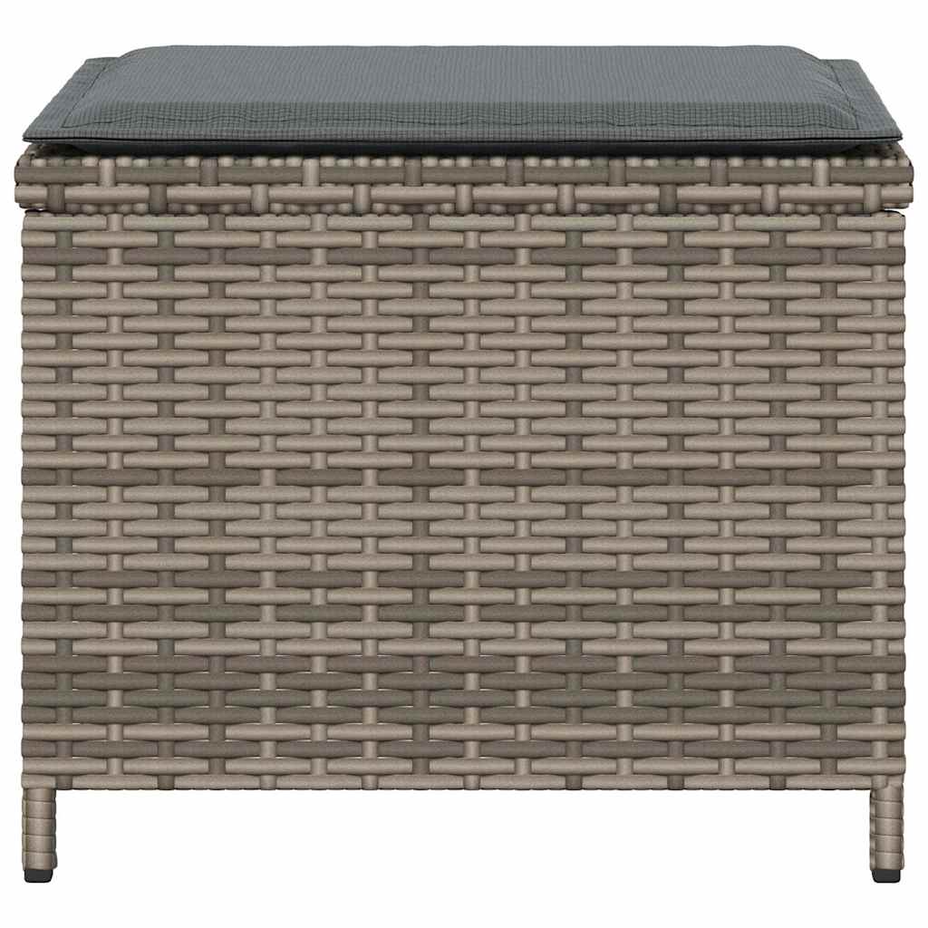 Vrtni taburei s jastucima 4 kom sivi 41x41x36 cm od poliratana