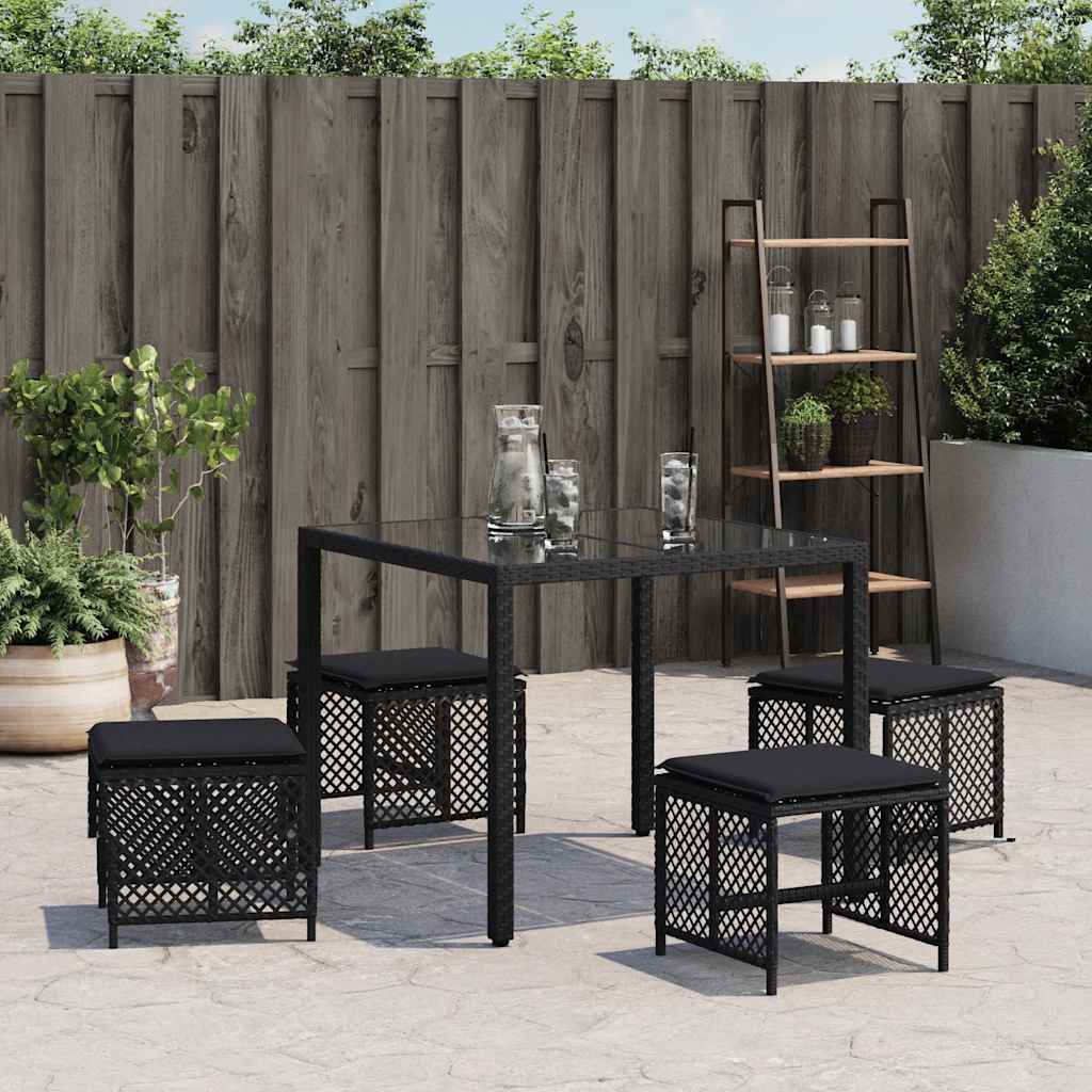 Vrtni stolci s jastucima 4 kom crni 41x41x36 cm od poliratana