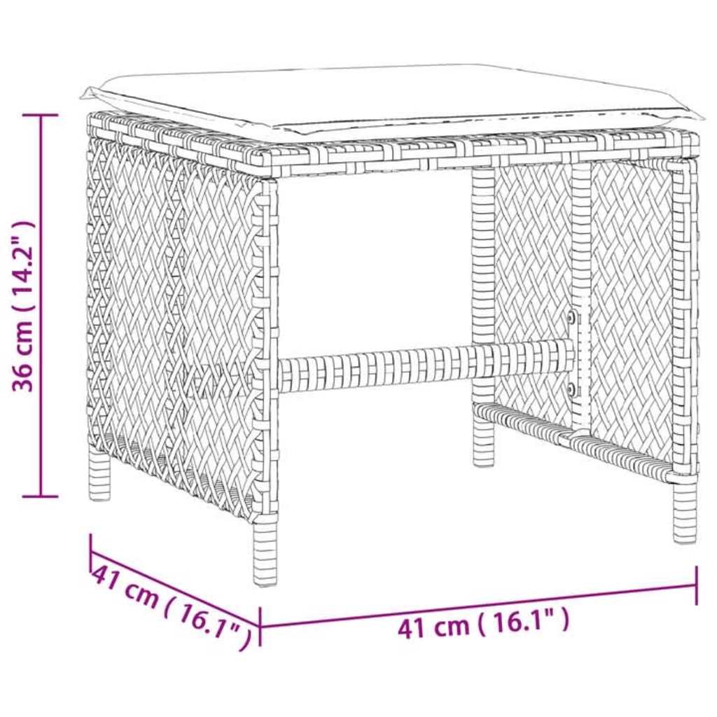 Vrtni stolci s jastucima 4 kom crni 41x41x36 cm od poliratana