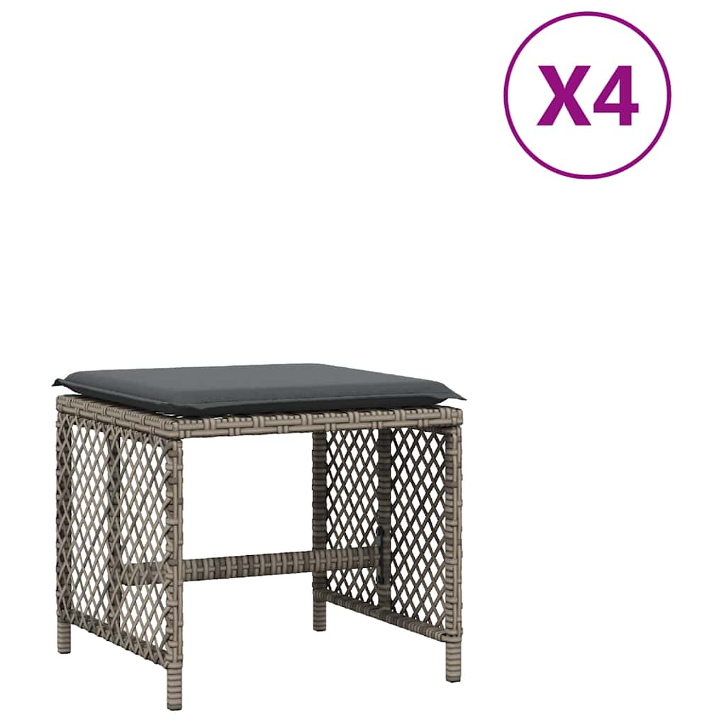Vrtni stolci s jastucima 4 kom sivi 41x41x36 cm od poliratana