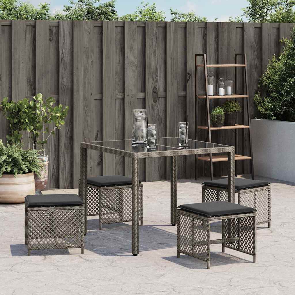 Vrtni stolci s jastucima 4 kom sivi 41x41x36 cm od poliratana