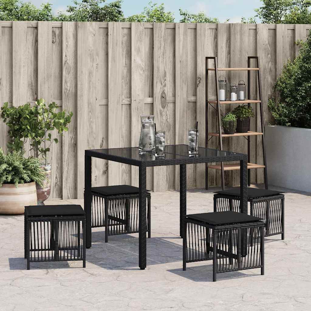 Vrtni stolci s jastucima 4 kom crni 41x41x36 cm od poliratana