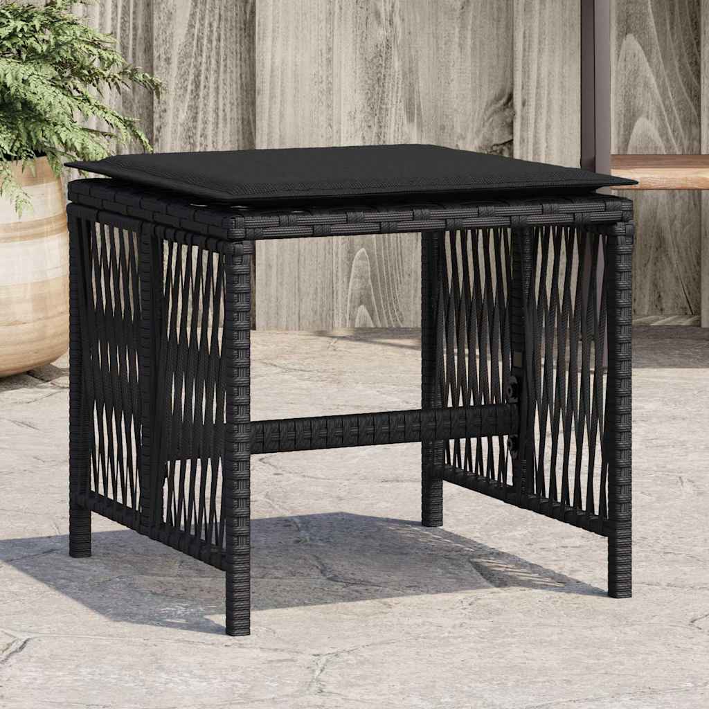 Vrtni stolci s jastucima 4 kom crni 41x41x36 cm od poliratana