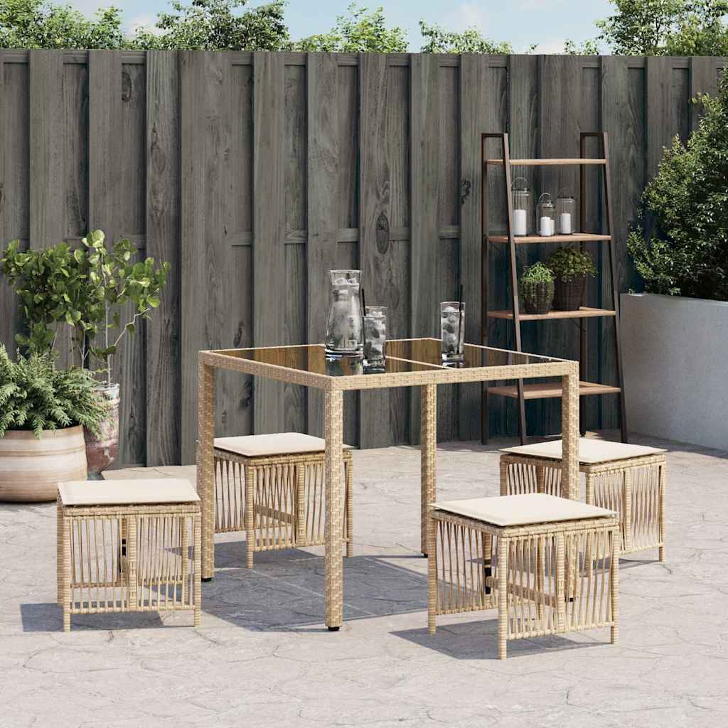 Vrtni stolci s jastucima 4 kom bež 41x41x36 cm od poliratana