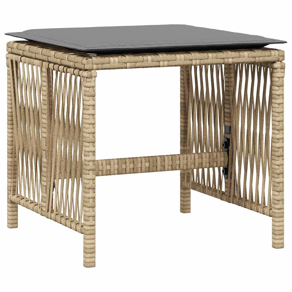 Vrtni taburei s jastucima 4 kom 41x41x36 cm od poliratana