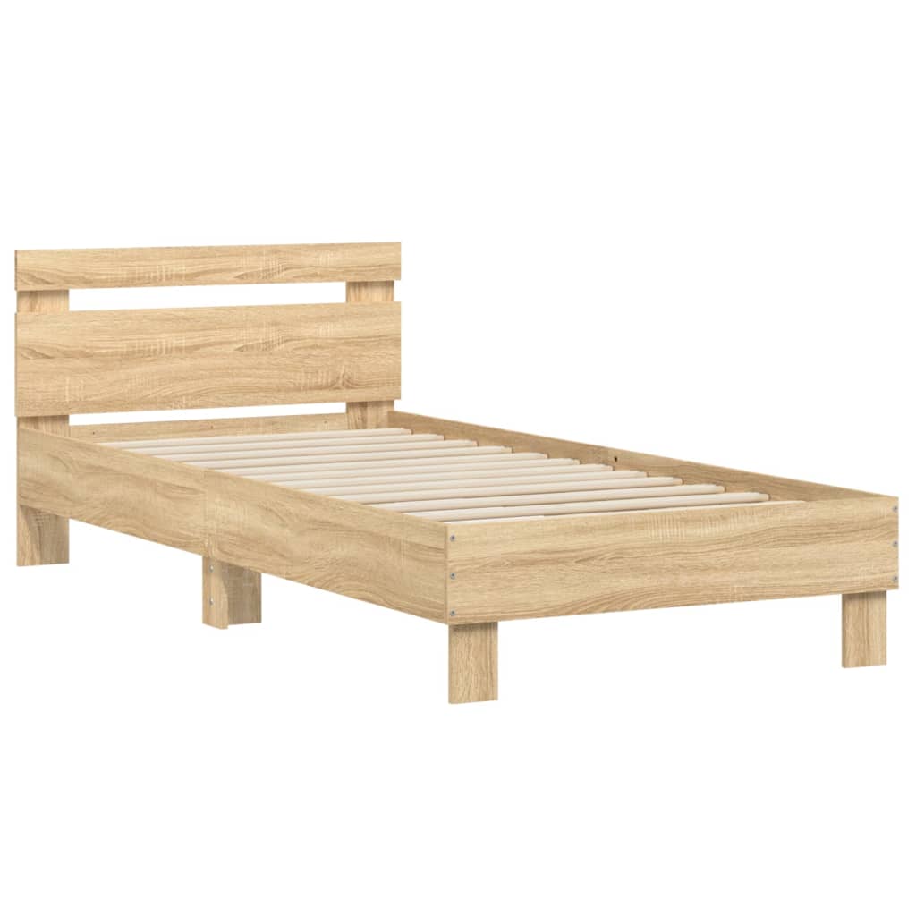 Okvir za krevet s uzglavljem boja hrasta 90x200 cm drveni