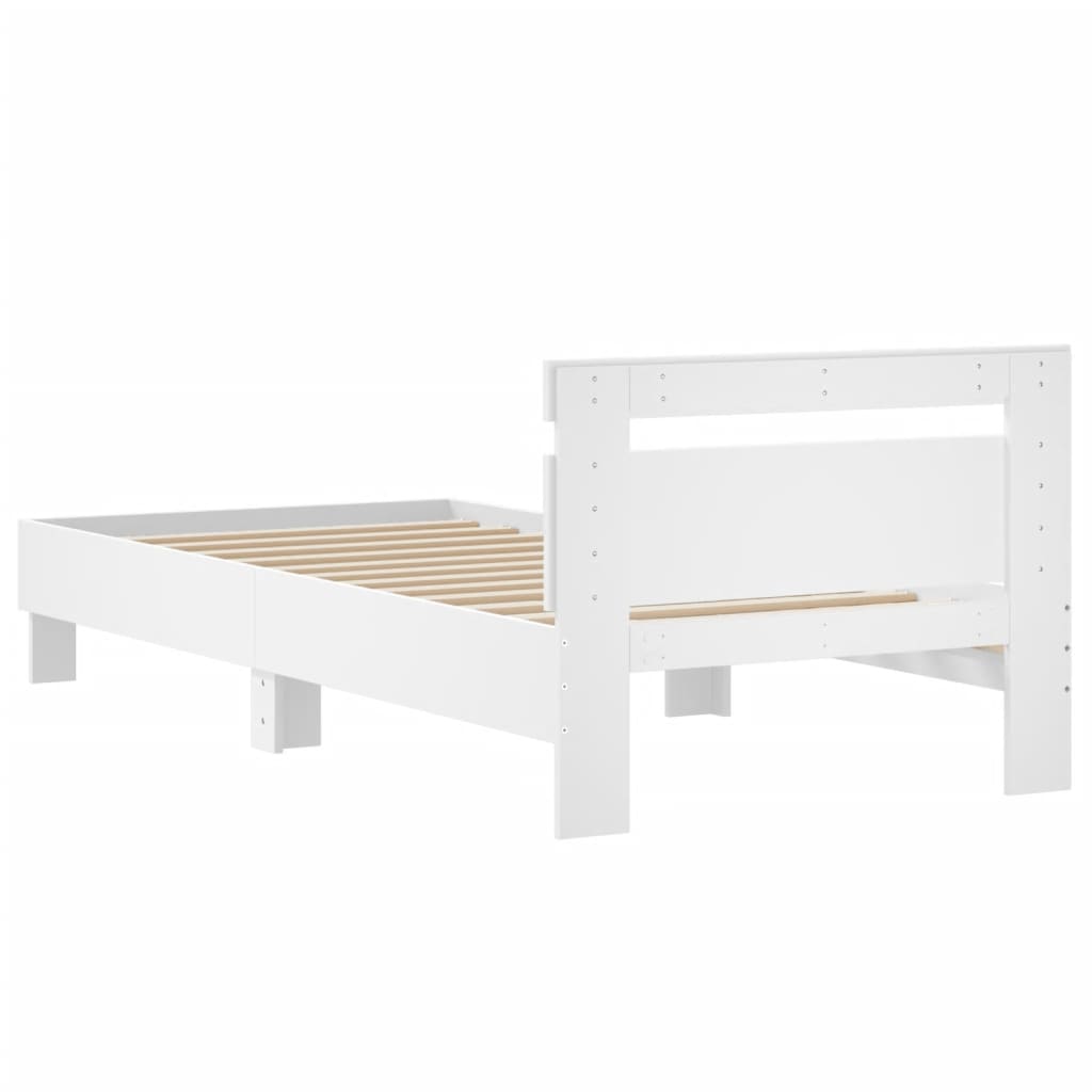 Okvir kreveta s uzglavljem bijeli 90x190 cm konstruirano drvo