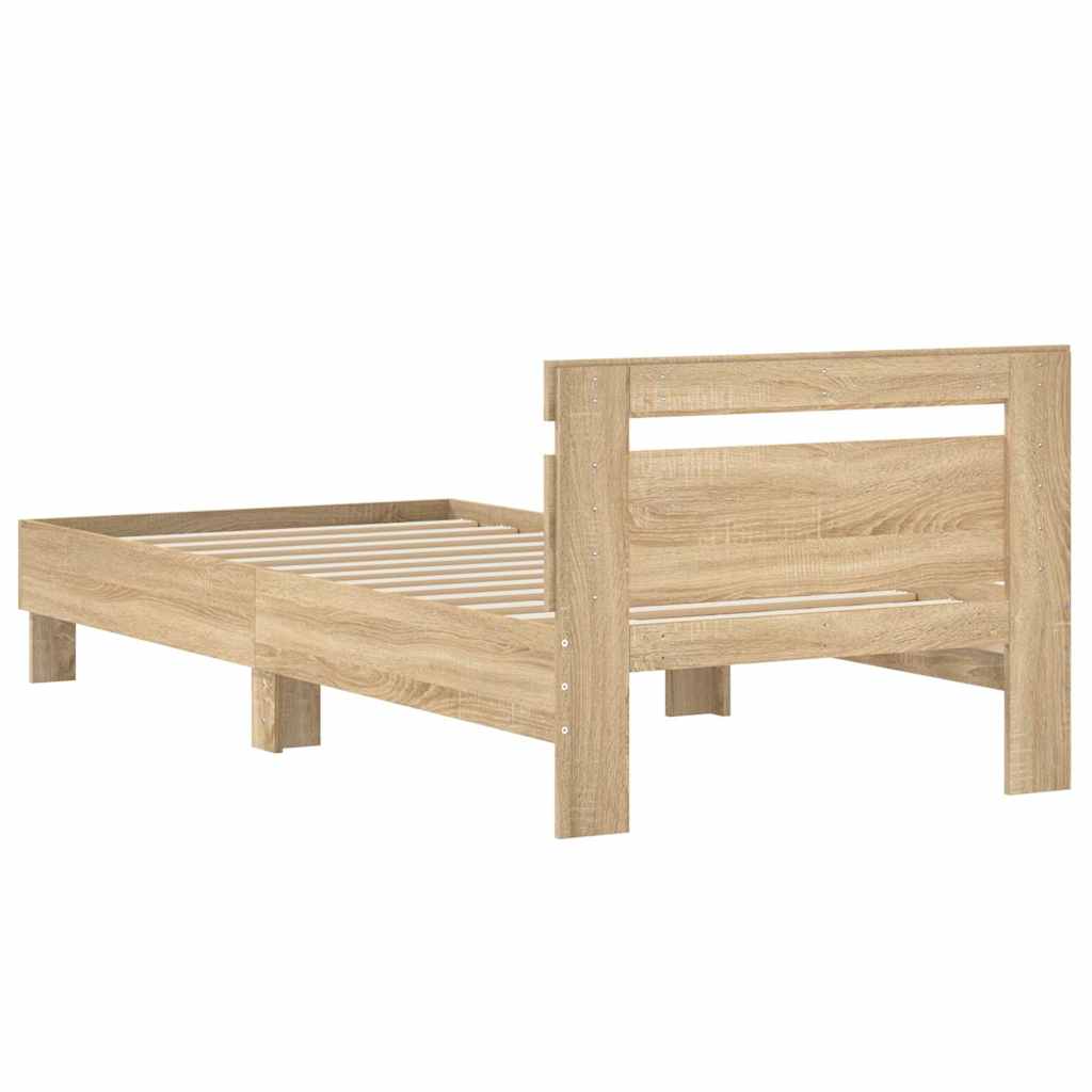 Okvir za krevet s uzglavljem boja hrasta 75x190 cm drveni