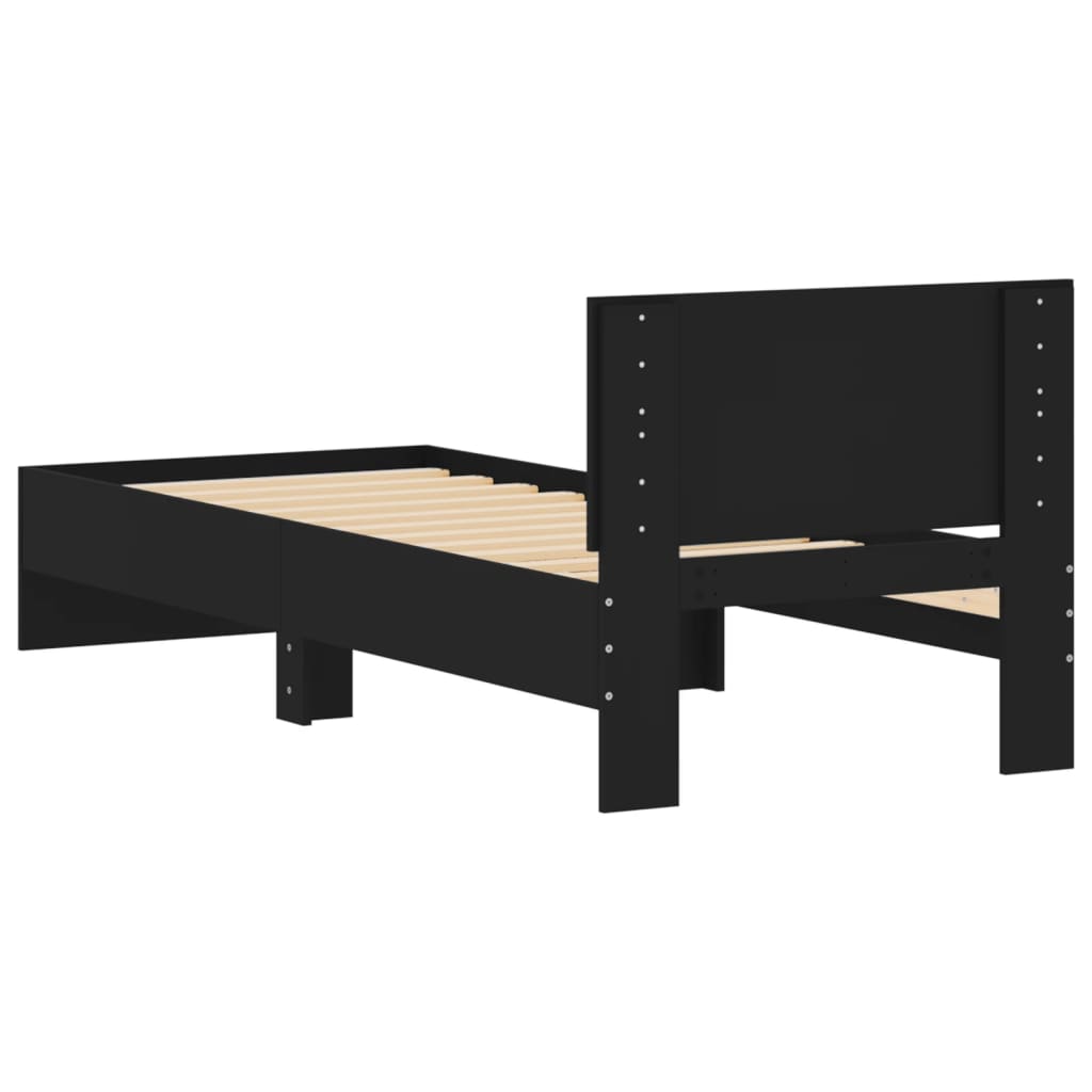 Okvir kreveta s uzglavljem crni 90 x 200 cm konstruirano drvo
