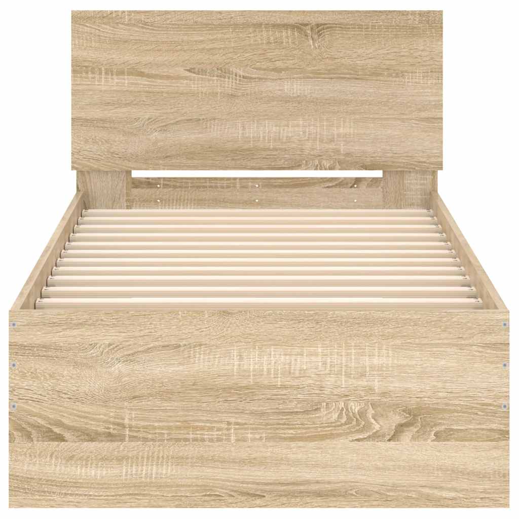 Okvir za krevet s uzglavljem boja hrasta 90x190 cm drveni