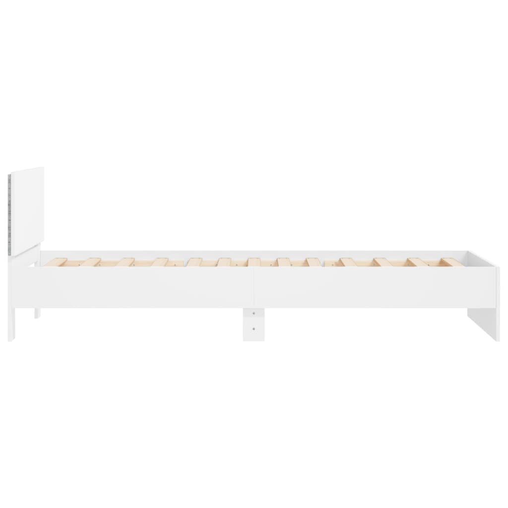 Okvir za krevet s uzglavljem i LED svjetlima bijeli 100x200 cm