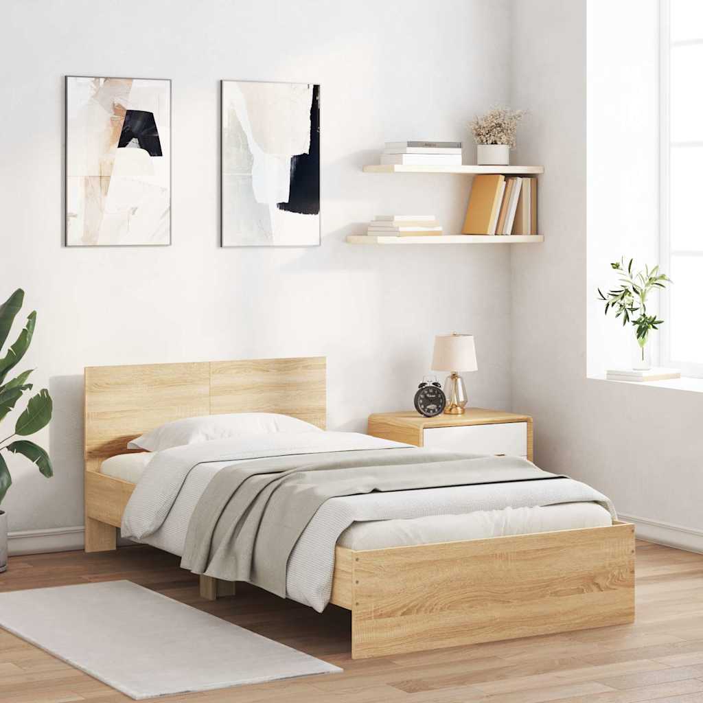 Okvir kreveta s uzglavljem LED boja hrasta sonome 100 x 200 cm