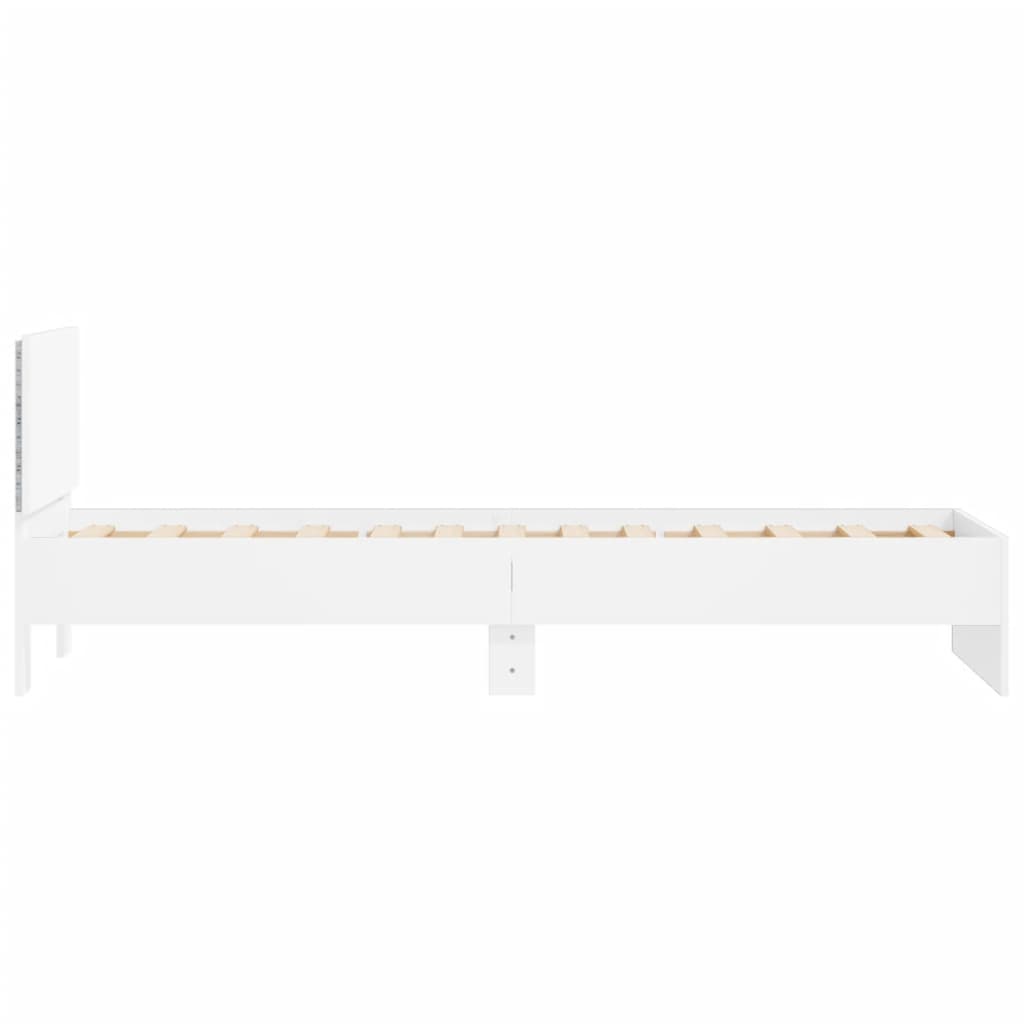 Okvir za krevet s uzglavljem i LED svjetlima bijeli 75x190 cm