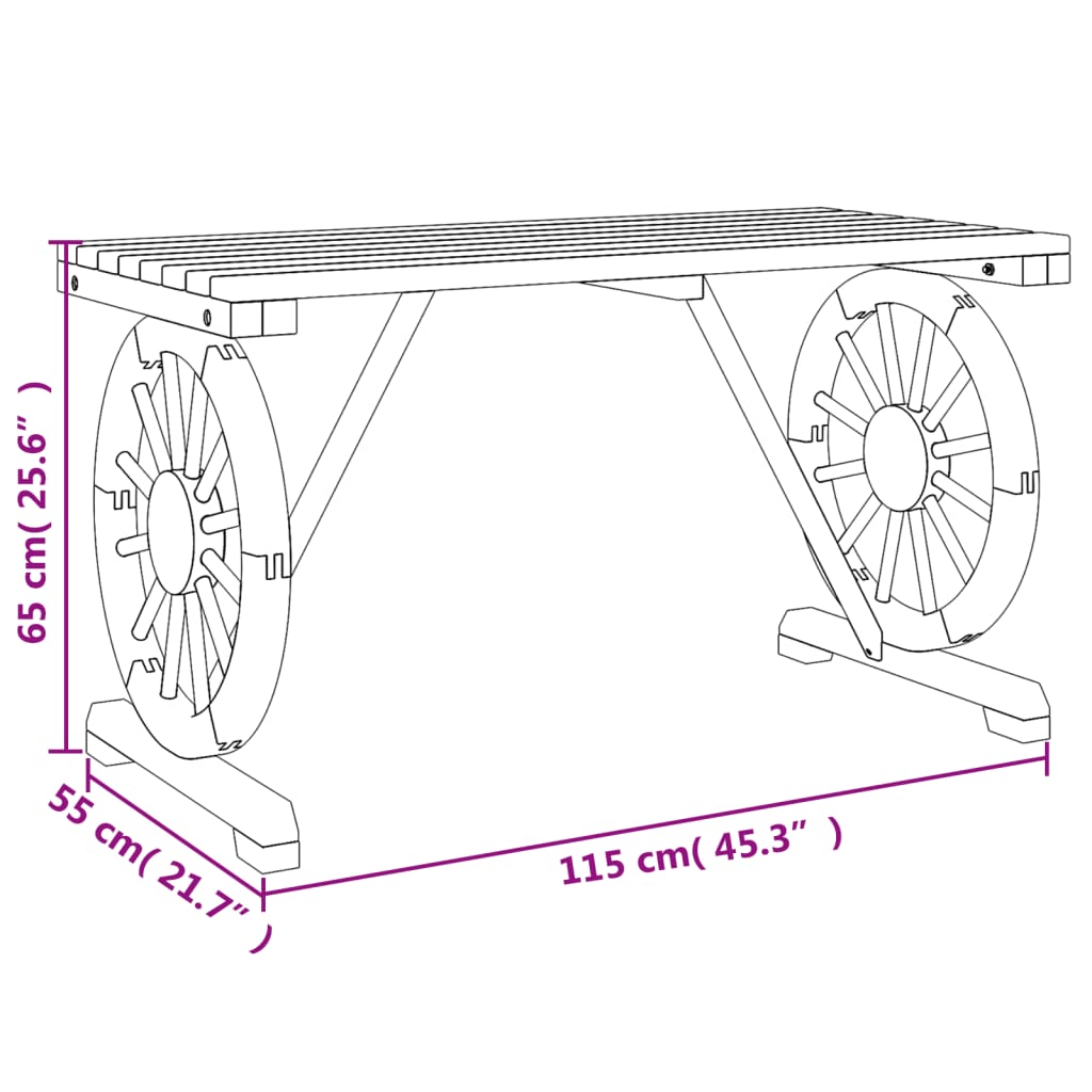 Vrtni stol 115 x 55 x 65 cm od masivne jelovine