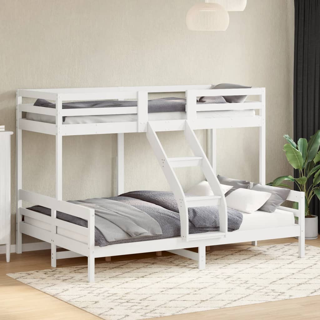 Krevet na kat 80x200/140x200 cm masivna borovina bijela