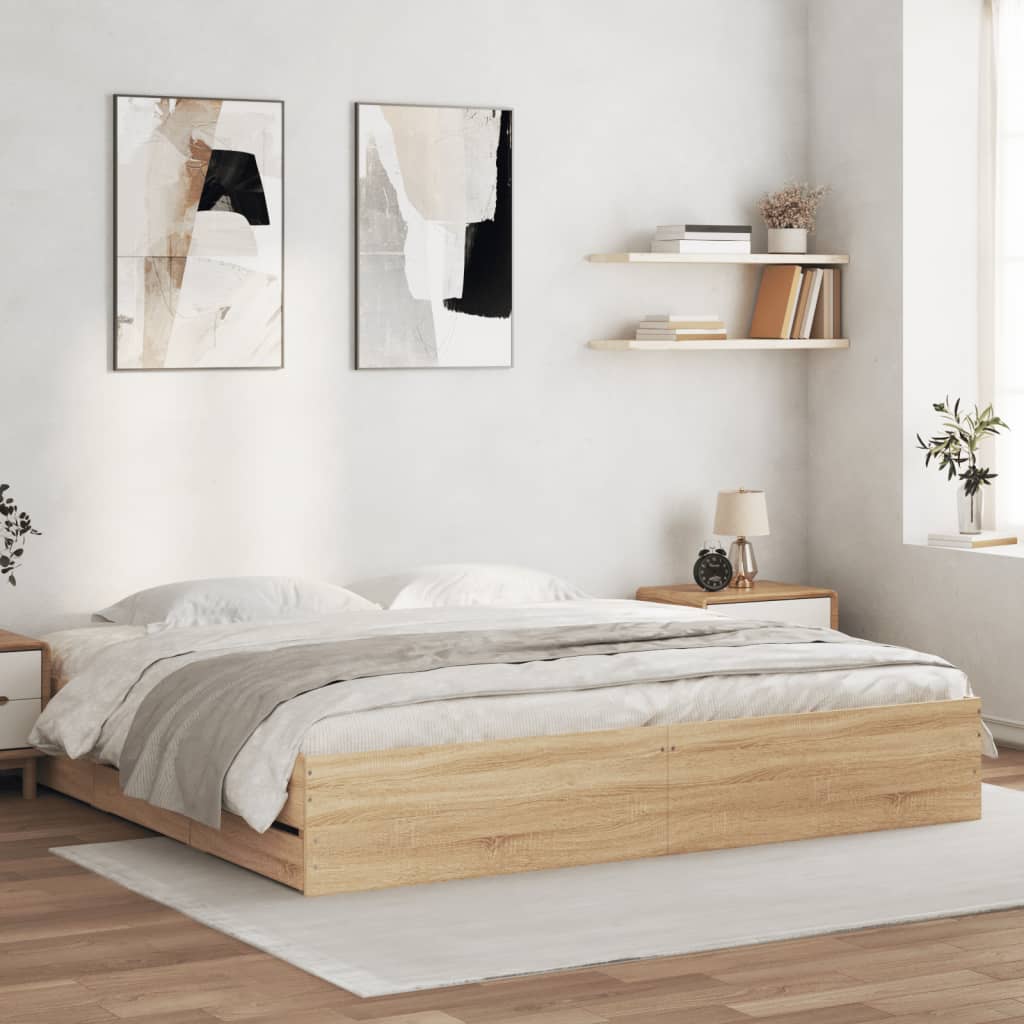 Okvir za krevet s ladicama boja hrasta 180x200 cm
