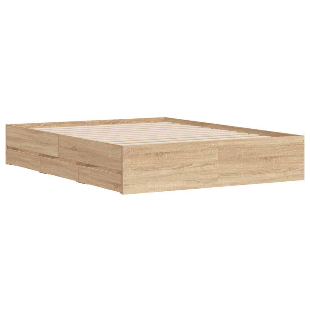 Okvir za krevet s ladicama boja hrasta 140x200 cm drveni