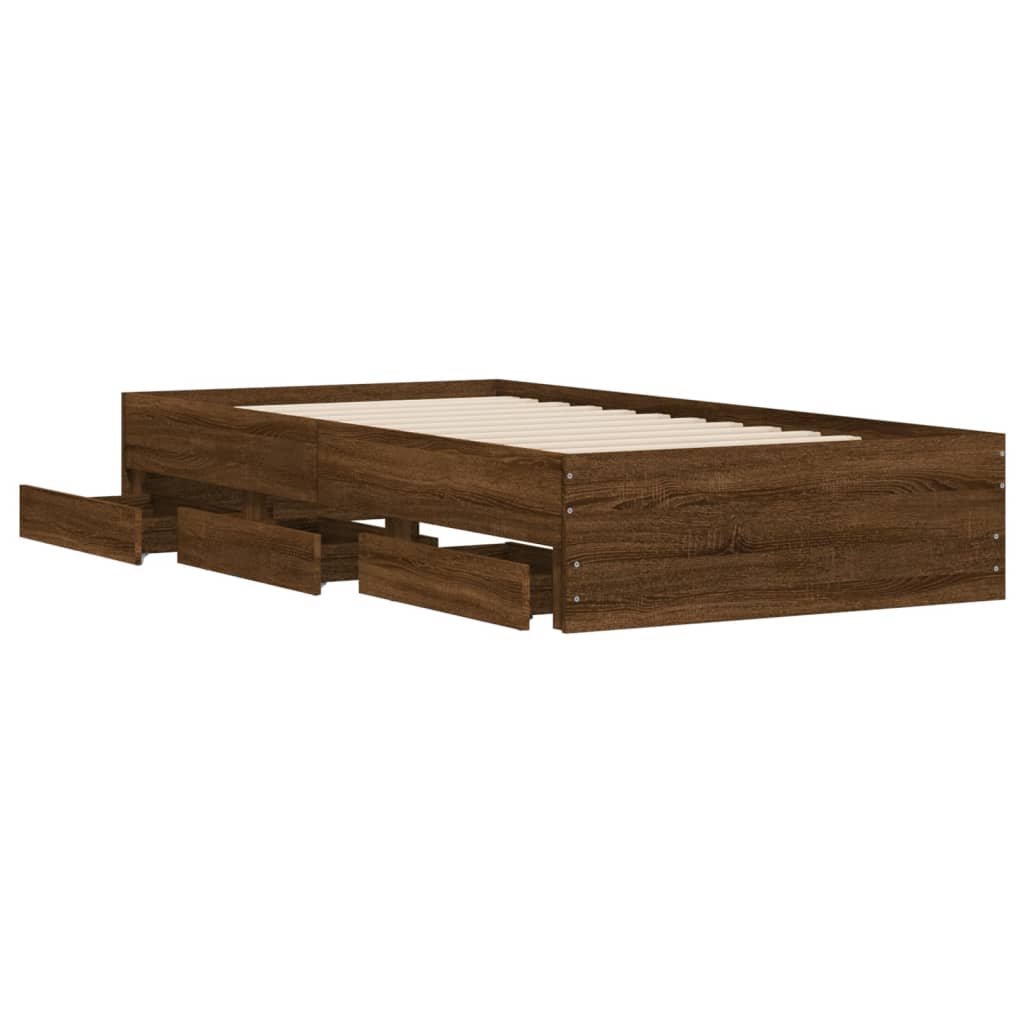 Okvir za krevet s uzglavljem smeđa boja hrasta 100x200cm drveni