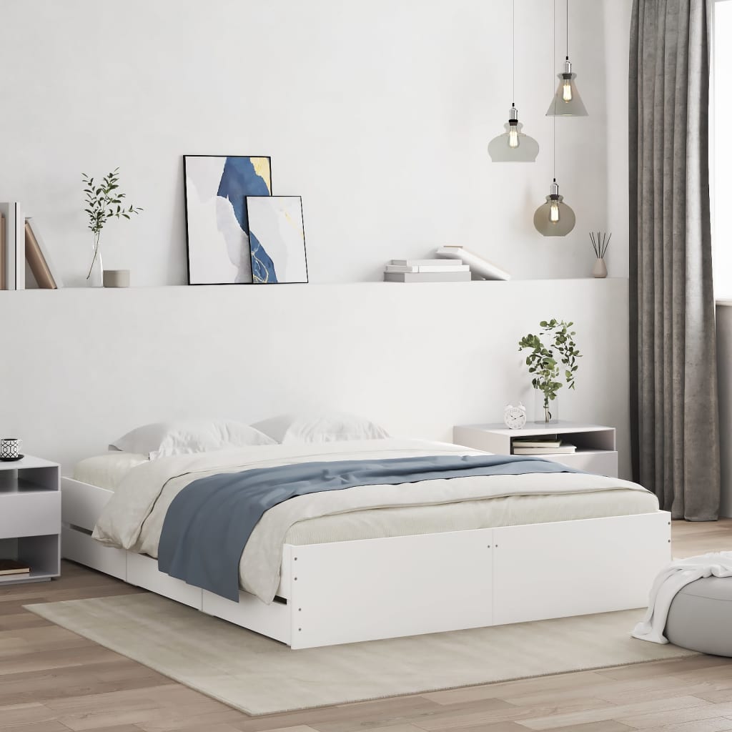 Okvir kreveta s ladicama bez madraca bijeli 140x190 cm