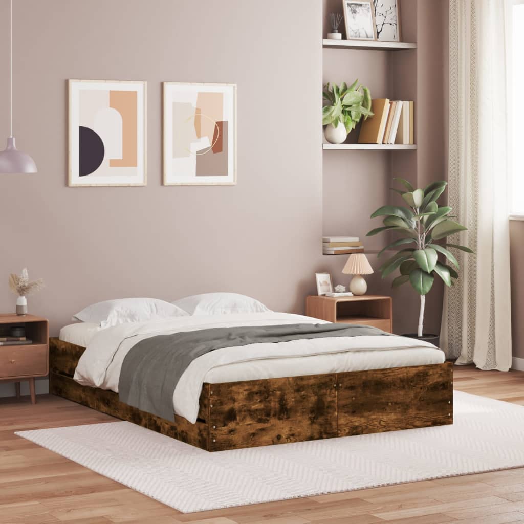 Okvir kreveta s ladicama boja hrasta 135x190 cm