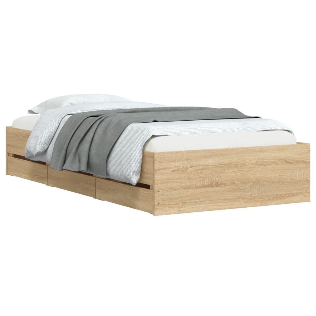 Okvir za krevet s ladicama boja hrasta 90x190 cm drveni