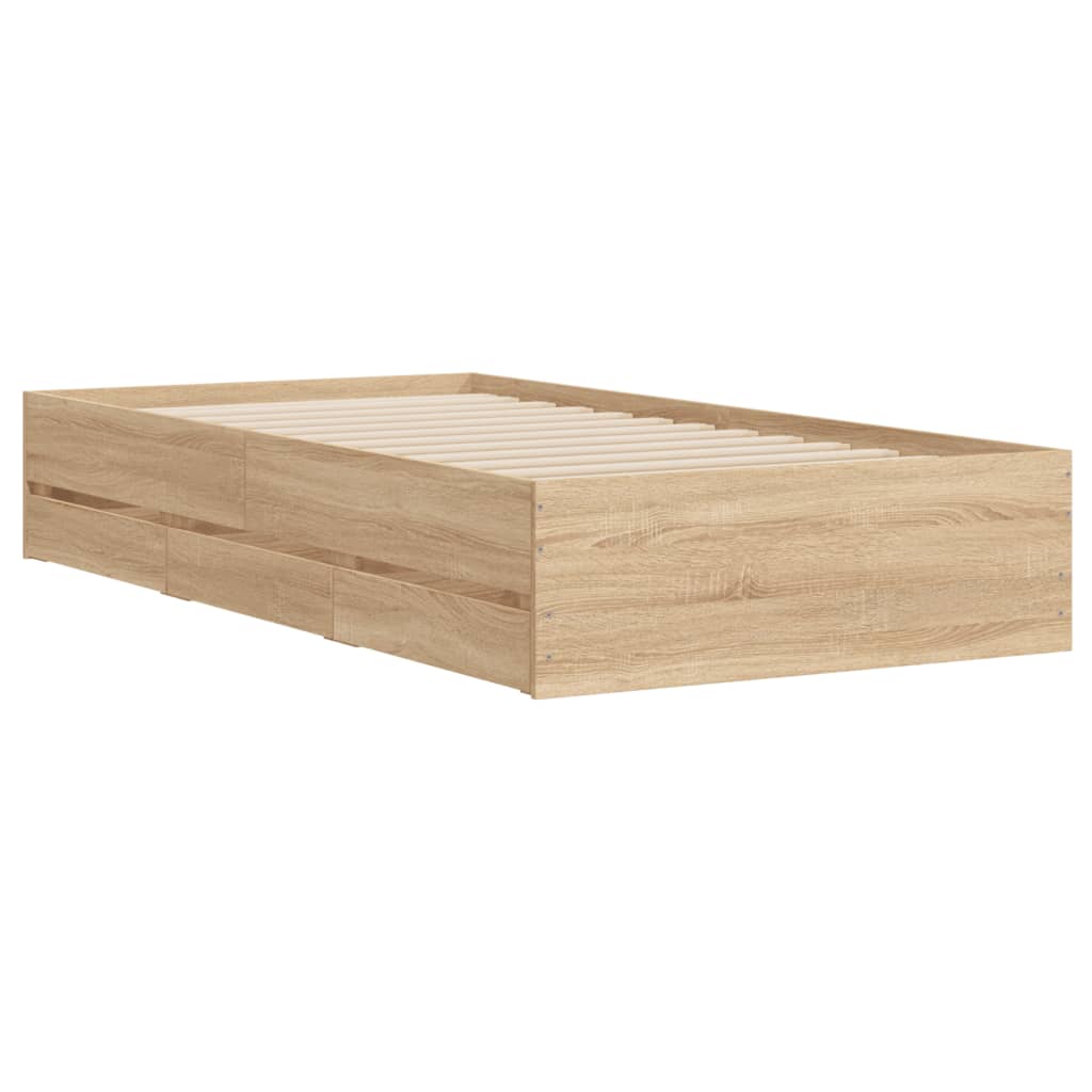 Okvir za krevet s ladicama boja hrasta 90x190 cm drveni