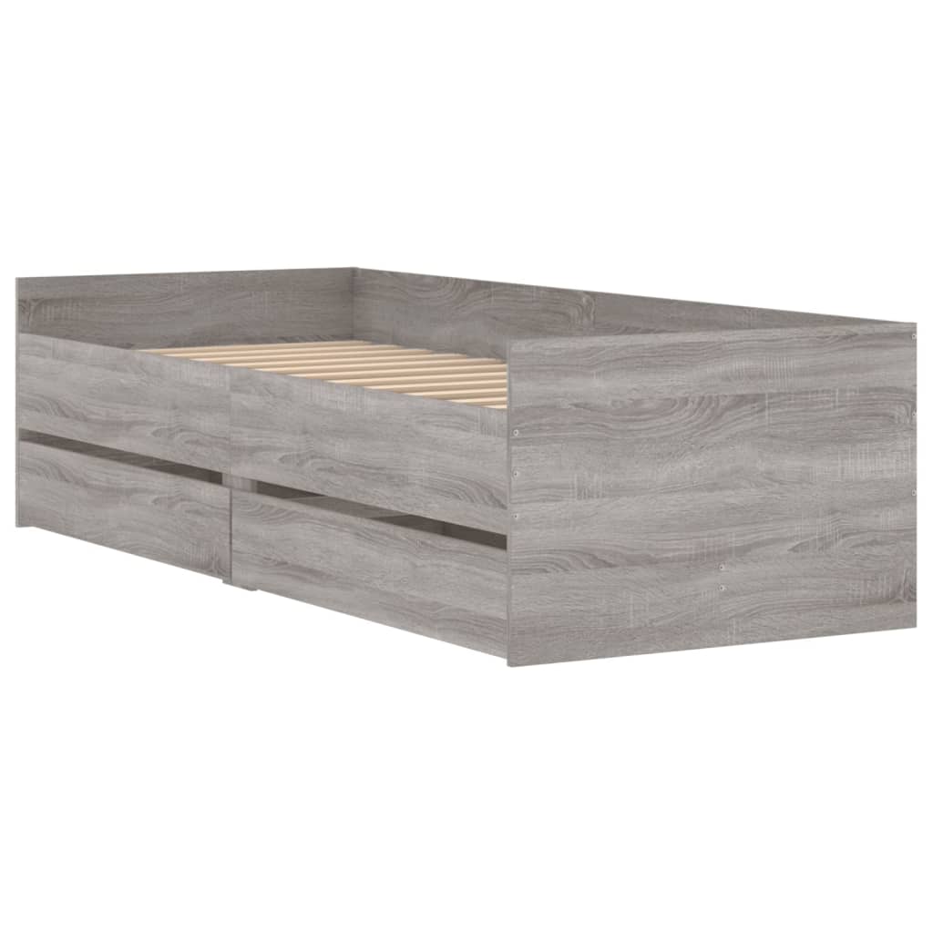 Okvir kreveta s ladicama siva boja hrasta 90x200 cm