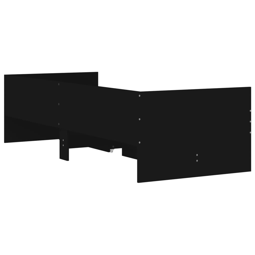 Okvir za krevet s ladicama crni 75 x 190 cm mali za jednu osobu