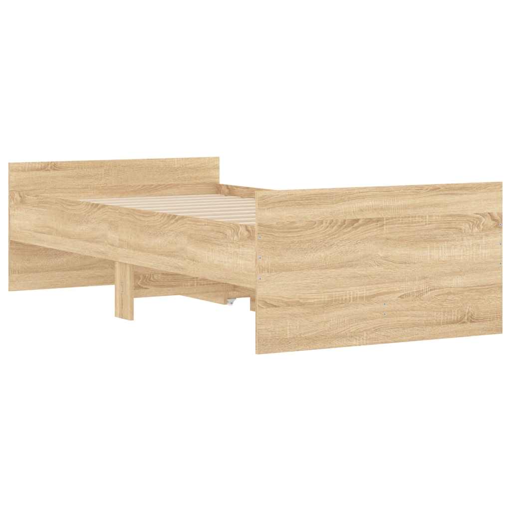 Okvir kreveta s ladicama boja hrasta 100 x 200 cm