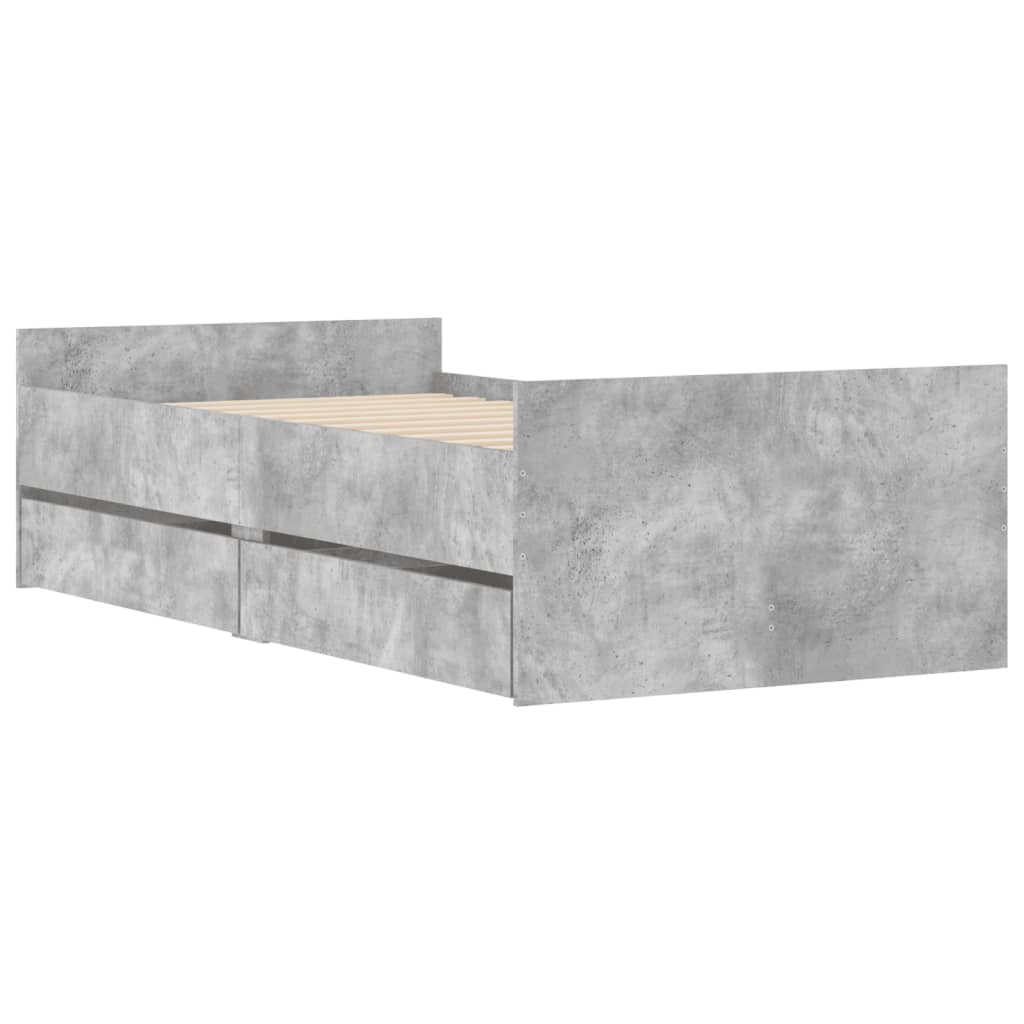 Okvir kreveta s ladicama siva boja betona 100 x 200 cm