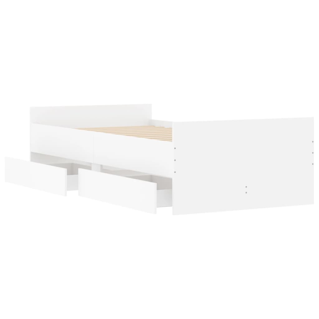 Okvir kreveta s ladicama bez madraca bijeli 90x200 cm