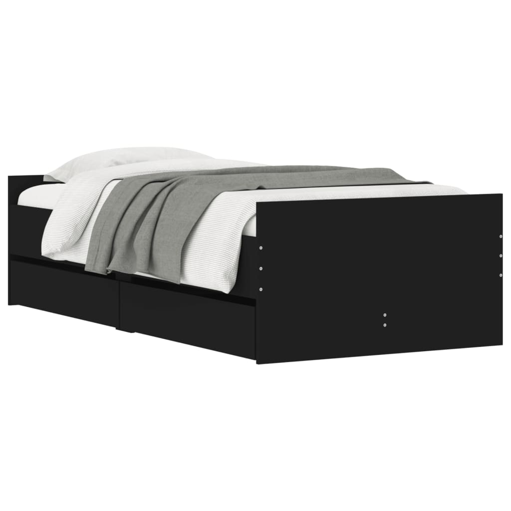 Okvir kreveta s ladicama crni 90 x 190 cm