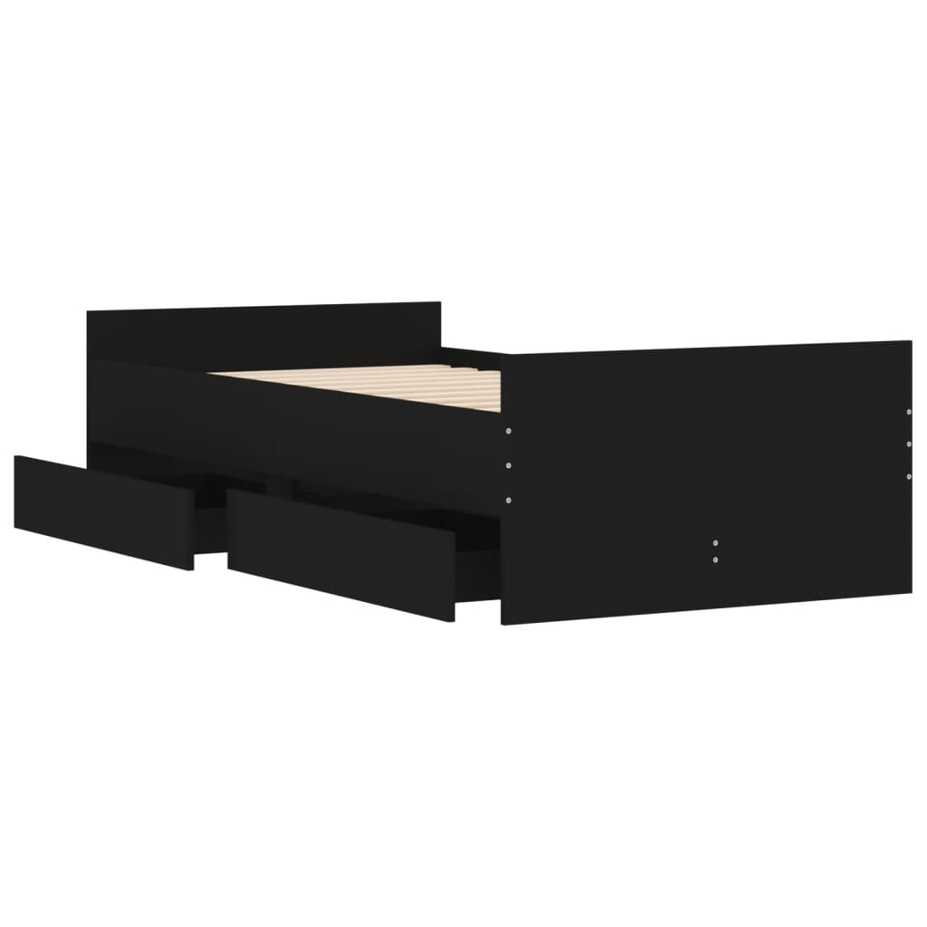 Okvir kreveta s ladicama crni 90 x 190 cm