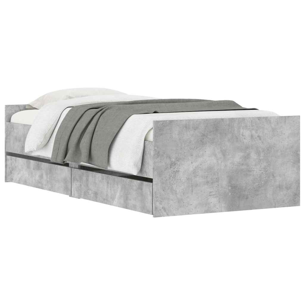 Okvir kreveta s ladicama siva boja betona 90x190 cm