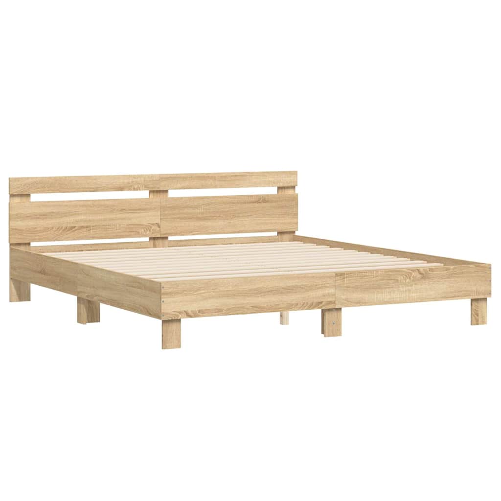 Okvir za krevet s uzglavljem boja hrasta 200x200 cm drveni