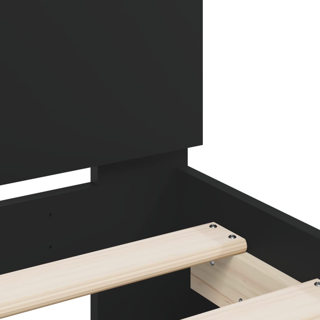 Okvir kreveta s uzglavljem crni 160x200cm od konstruiranog drva