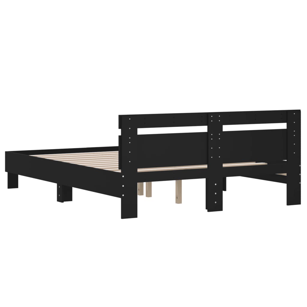 Okvir za krevet s uzglavljem crni 150x200 cm konstruirano drvo