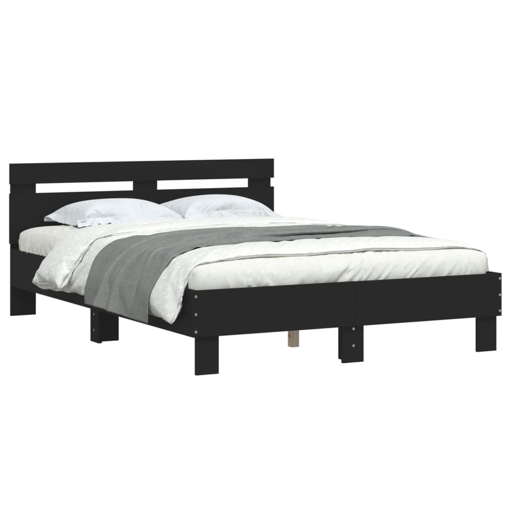Okvir za krevet s uzglavljem crna 120x200 cm konstruiranog drva