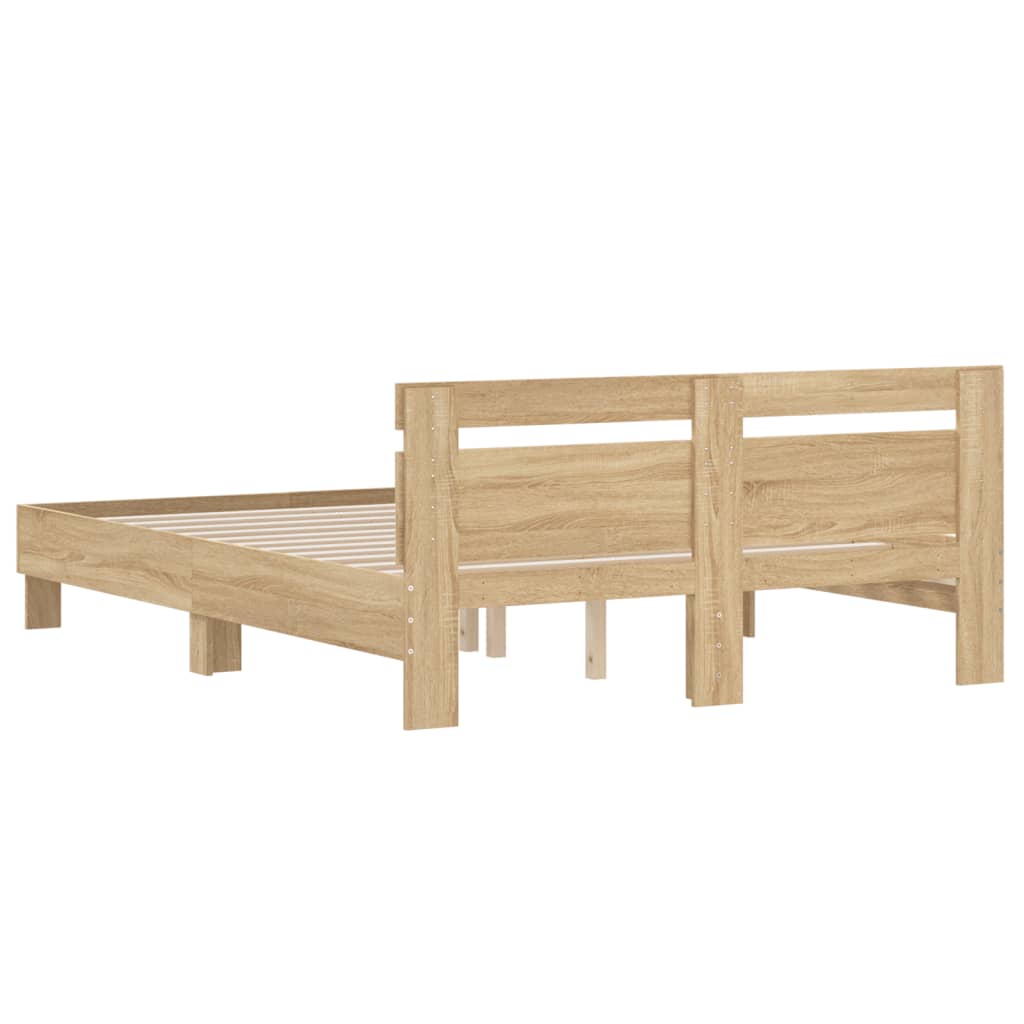 Okvir za krevet s uzglavljem boja hrasta 140x190 cm drveni