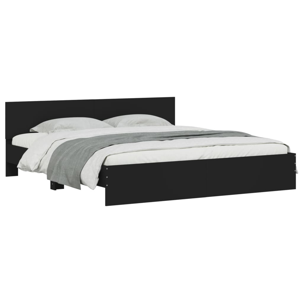 Okvir kreveta s uzglavljem crni 200 x 200 cm