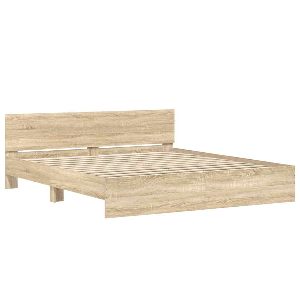 Okvir kreveta s uzglavljem boja hrasta sonome 200 x 200 cm