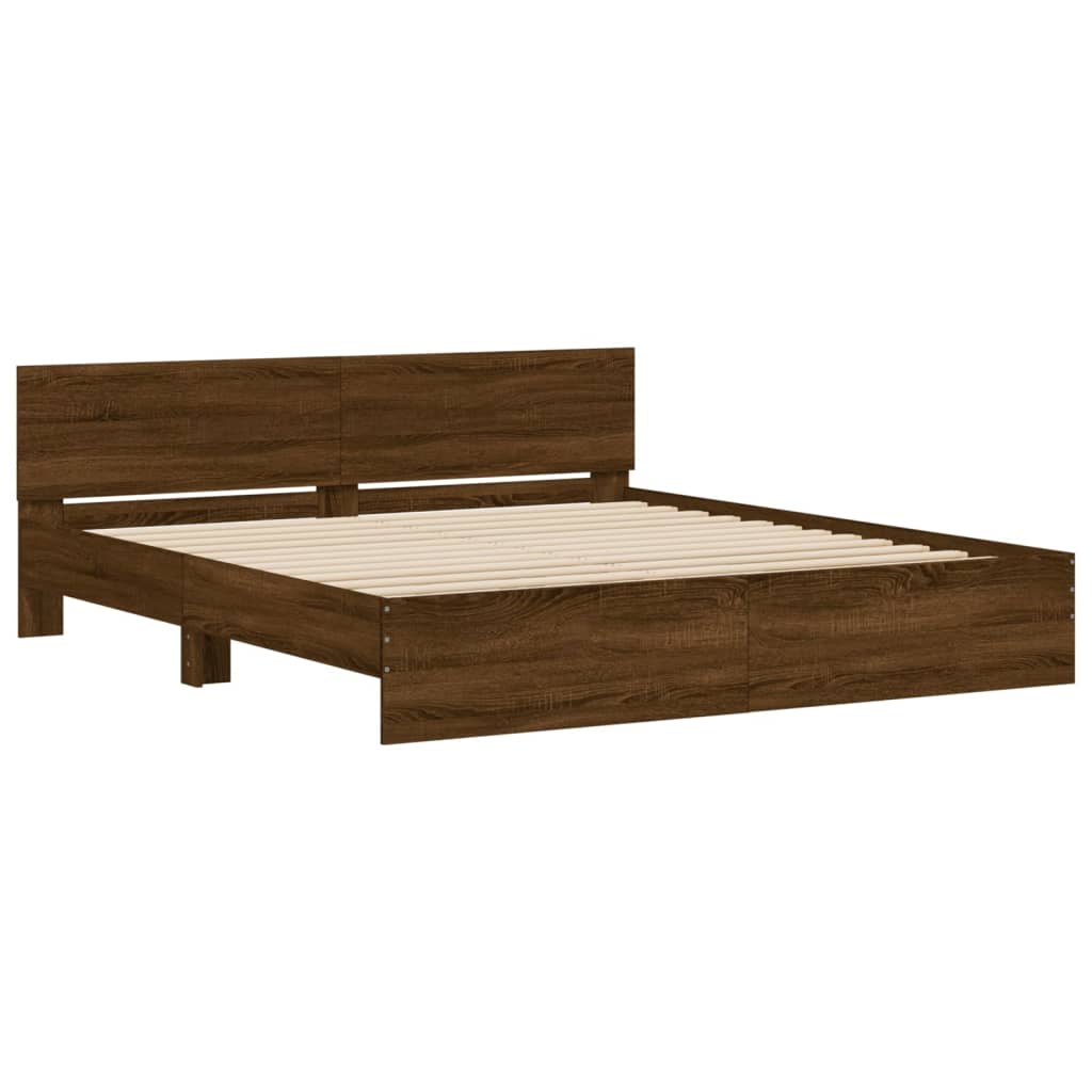 Okvir za krevet s uzglavljem boja smeđeg hrasta 200x200cm