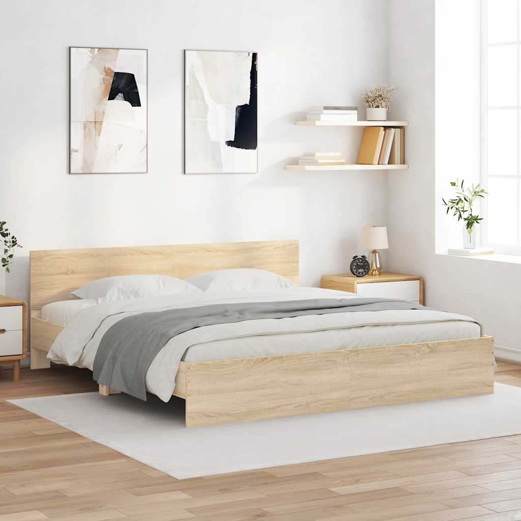 Okvir kreveta s uzglavljem boja hrasta 180x200 cm