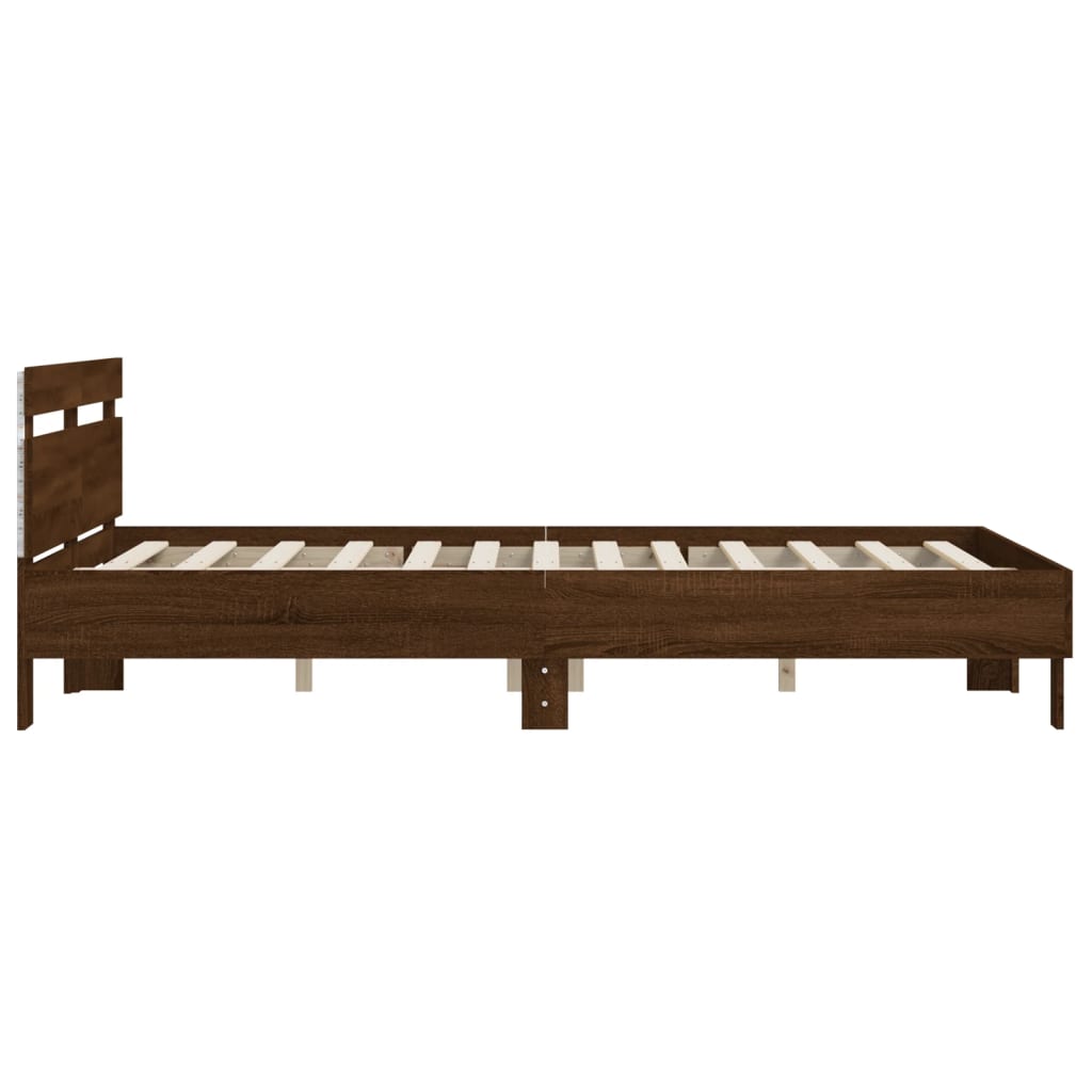 Okvir za krevet s uzglavljem i LED boja smeđeg hrasta 140x200cm
