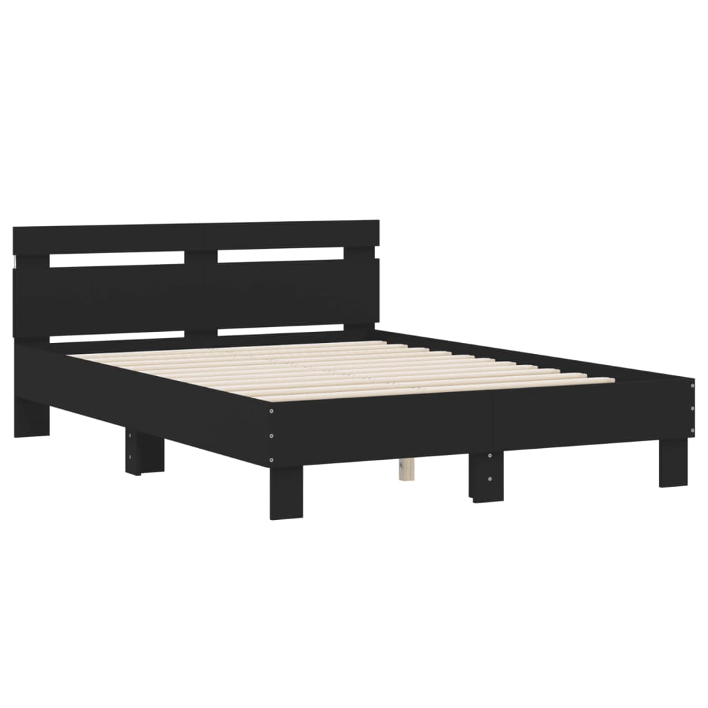 Okvir kreveta s uzglavljem i LED crni 120 x 200 cm