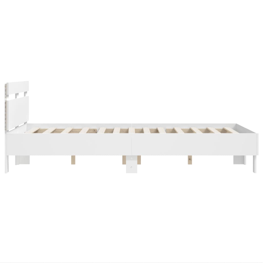 Okvir za krevet s uzglavljem i LED svjetlima bijeli 120x190 cm