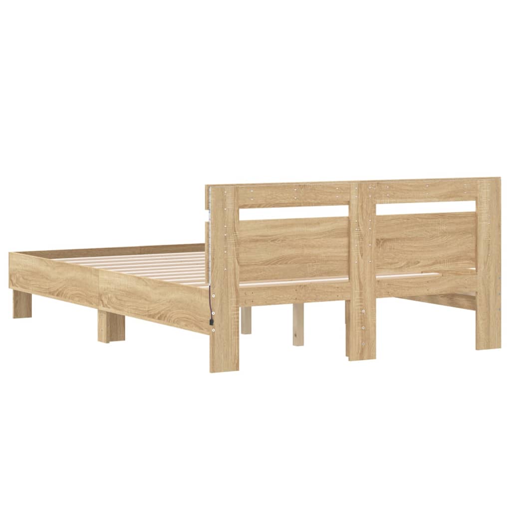 Okvir za krevet s uzglavljem i LED boja hrasta sonome 120x190cm