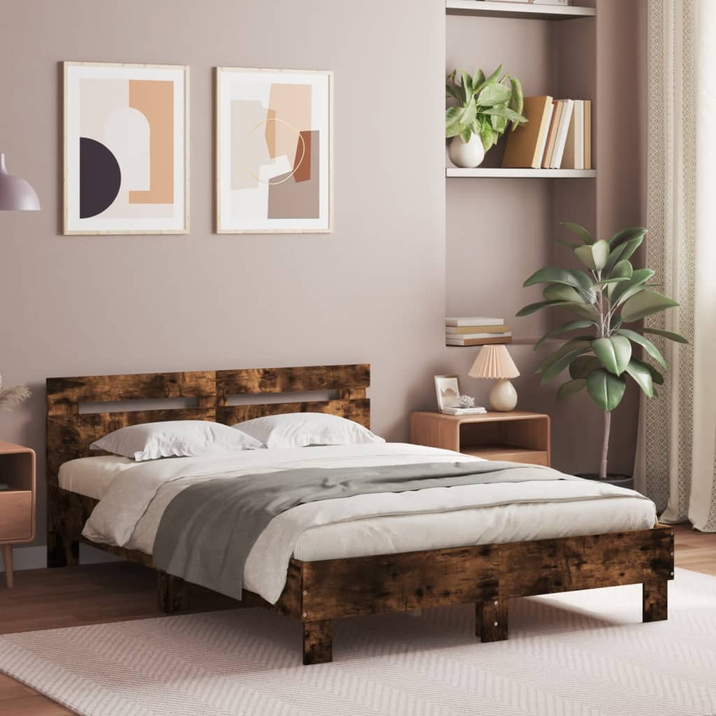 Okvir za krevet s uzglavljem i LED boja hrasta 120x190 cm