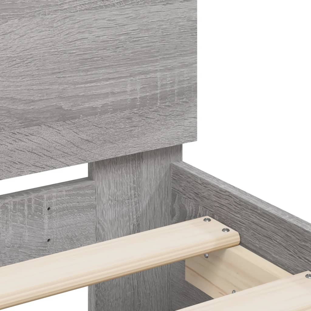 Okvir kreveta s uzglavljem i LED boja hrasta 120x190 cm