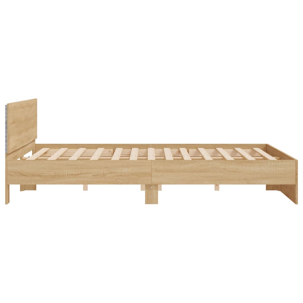 Okvir za krevet s uzglavljem i LED boja hrasta sonome 200x200cm